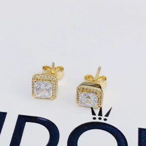 Pandora Square Sparkle Halo Stud Earrings Shine